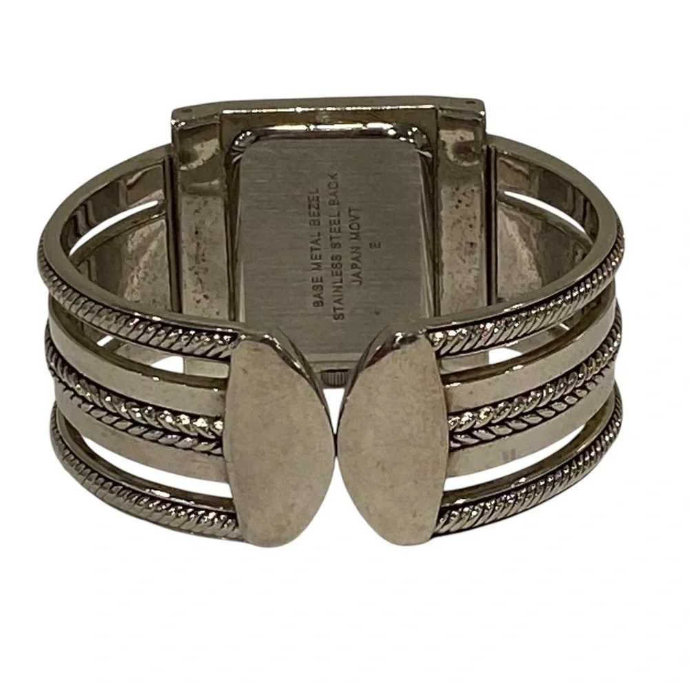 Vintage Premier Designs Silver Tone Hardware Open Cuff Quartz Watch